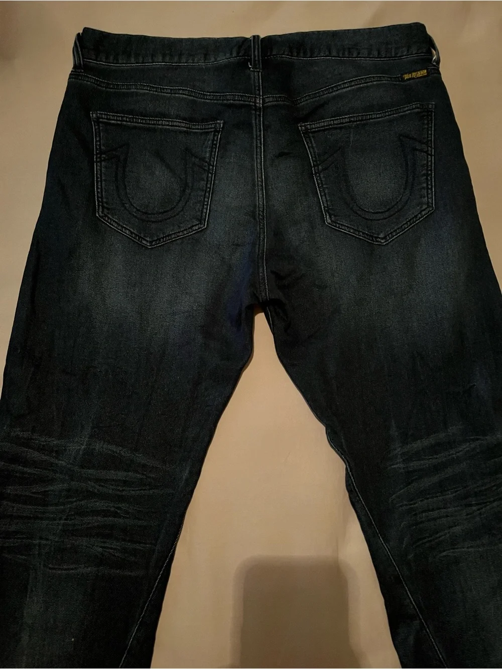 True Religion Men's Slim Straight Navy Denim Look Joggers